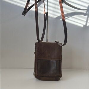 Adrian Klis Elegant Dark Brown Leather Crossbody Bag Minimalist